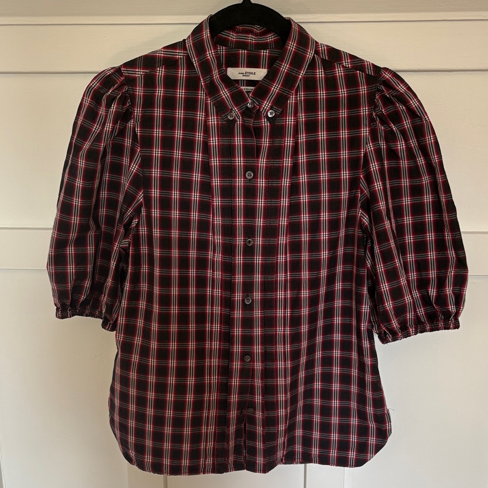 Isabel Marant pleated detail puff sleeve blouse. Super cute